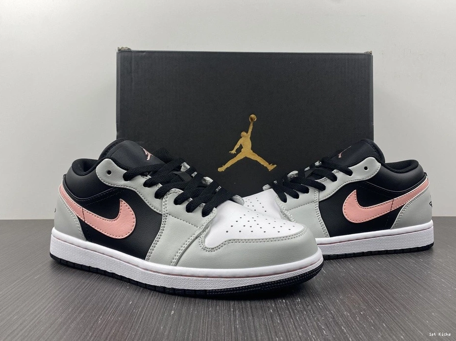 Jordan White 1 Black Grey Low 553558-062 Air Pink 0226